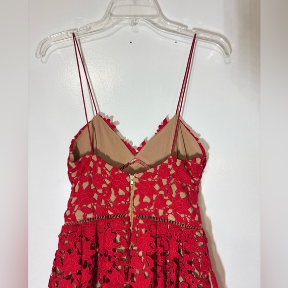 Self-Portrait Women’s Red Azaelea Fit & Flare Lace Midi Dress Size UK 10 US 6 - Picture 10 of 16